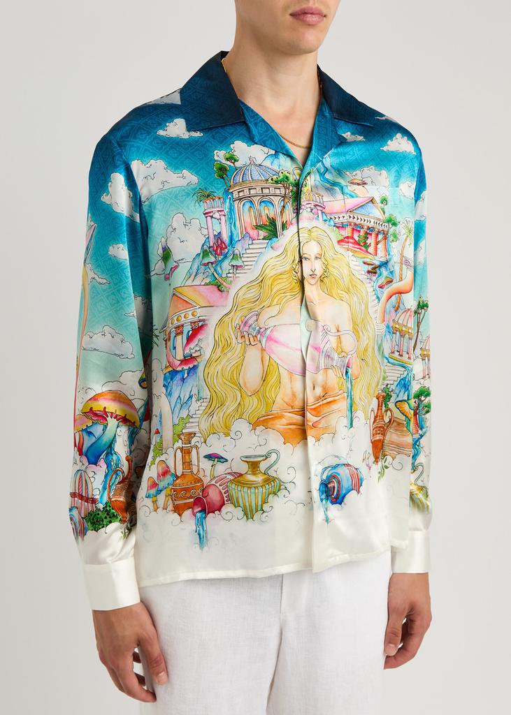Casablanca Road To Knowledge printed silk-satin shirt