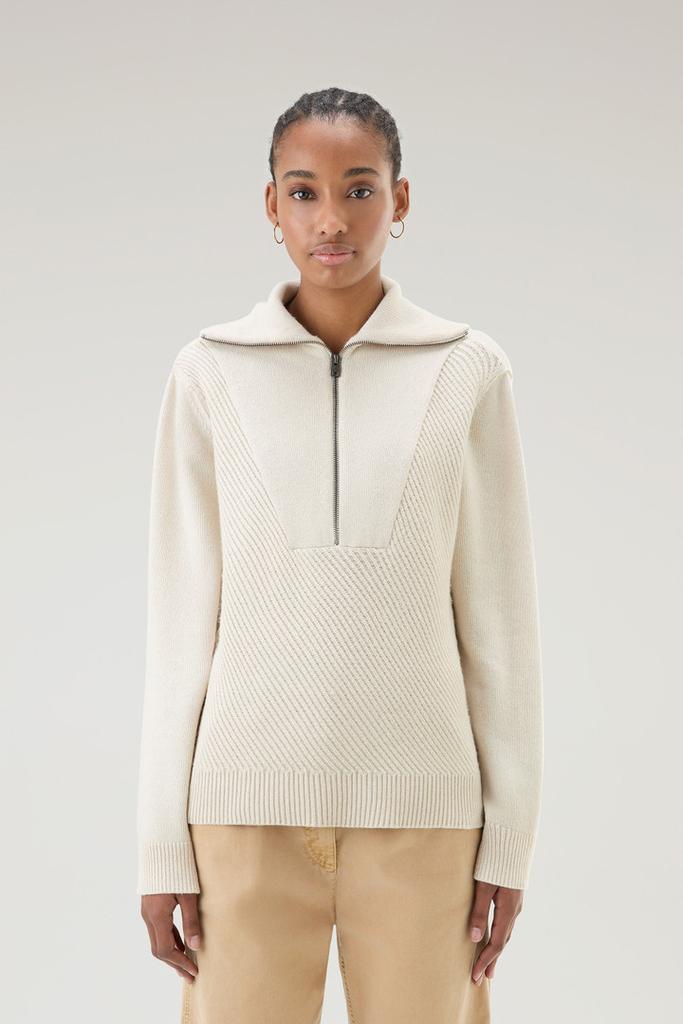 Woolrich Half-Zip Sweater in Wool Blend - Women - White