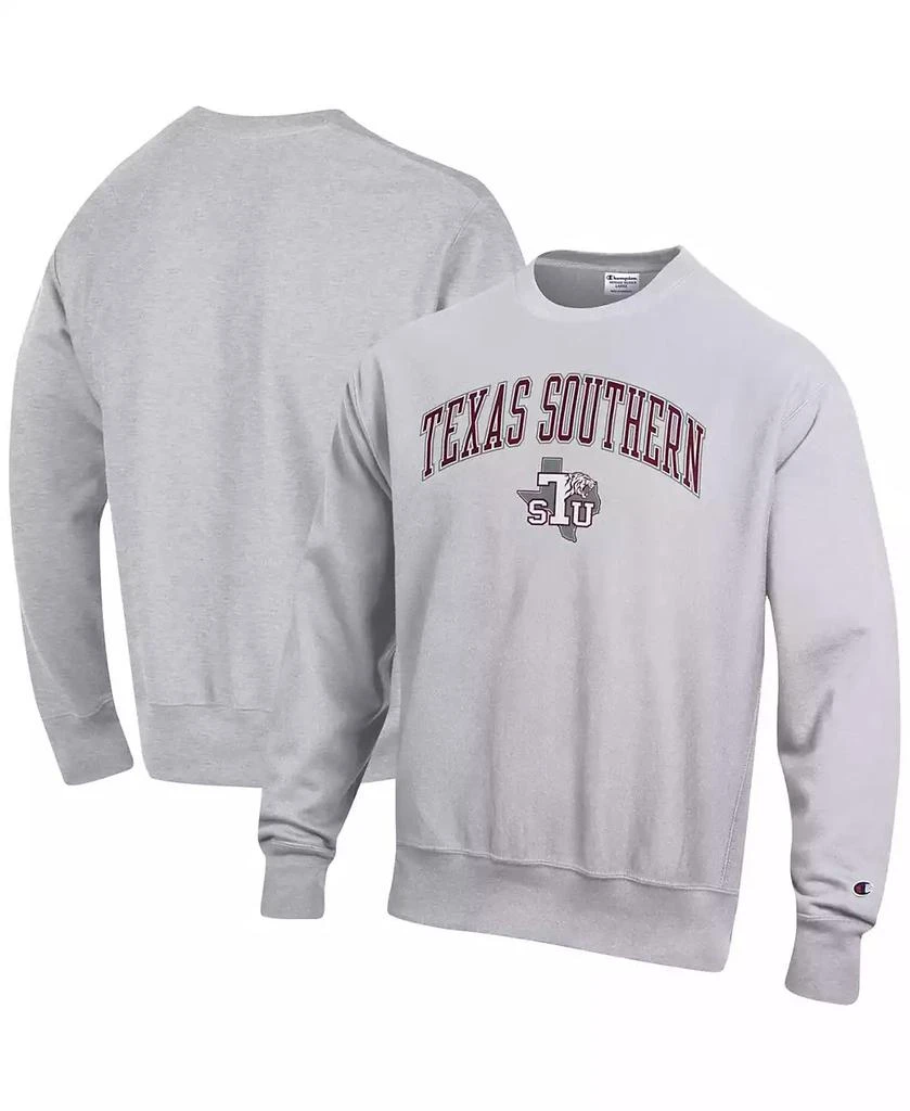 Champion Men's Heathered Gray Texas Southern Tigers Arch Over Logo Reverse Weave Pullover Sweatshirt 1