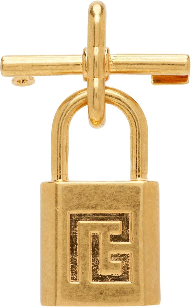 Balmain Brass Pulse Padlock Brooch