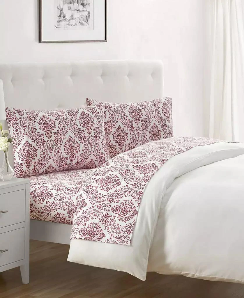 Tahari Home Damask 100% Cotton Flannel 4-Pc. Sheet Set, King 6