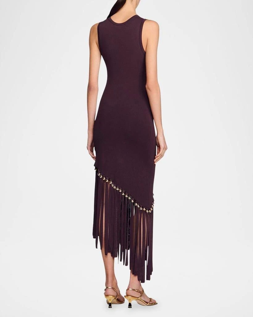sandro asymmetric fringed dress Tyla Red Asymmetric High-Neck Split Maxi Dress  Club L London