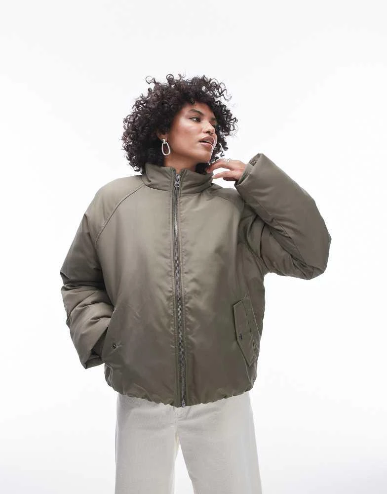 Topshop Topshop bomber puffer jacket in green 2