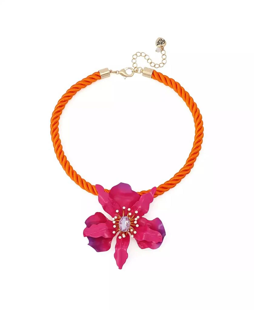 Betsey Johnson Pink Hothouse Bloom Orchid Pendant Statement Necklace