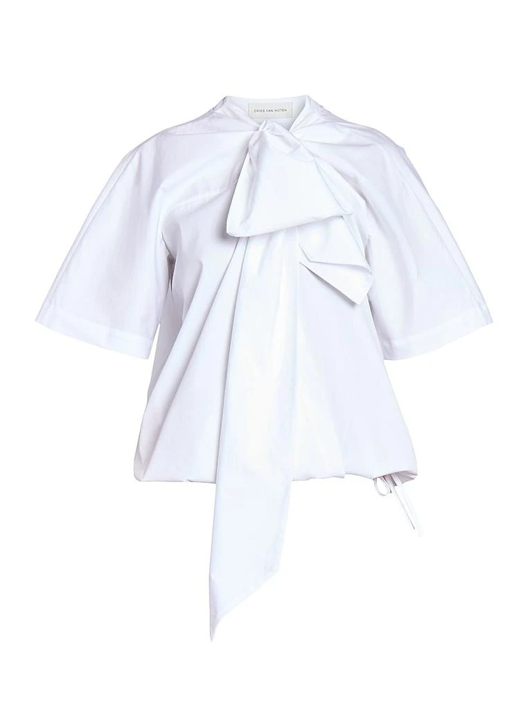 Dries Van Noten Curbin Cotton Tie-Neck Blouse 1