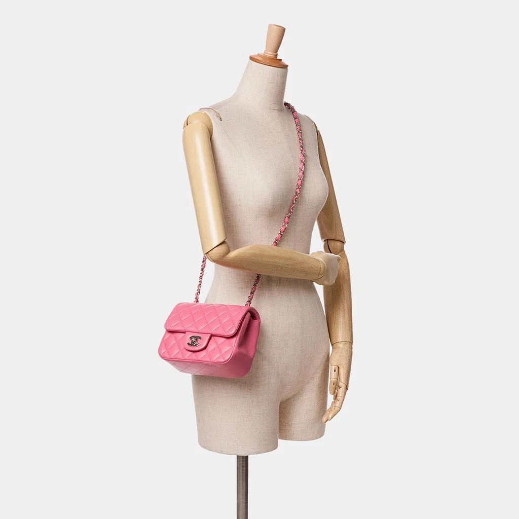 Chanel Chanel Pink Mini Square Classic Lambskin Single Flap 4
