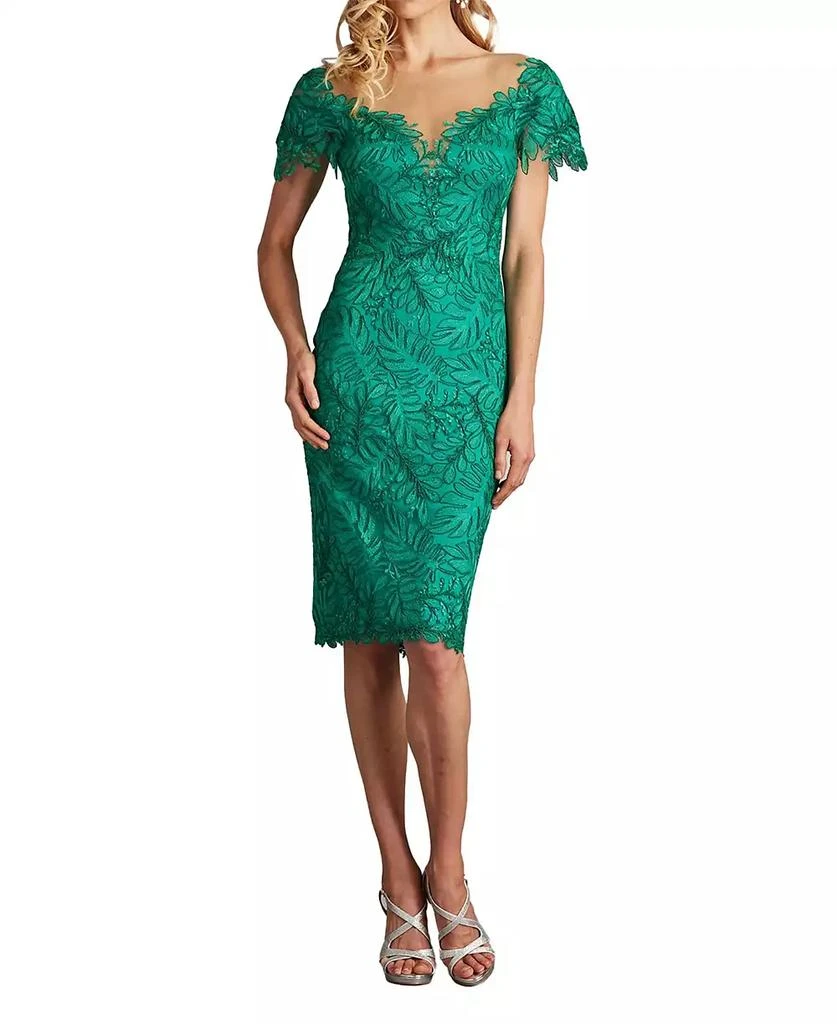knee length dresses for ladies Catrine Lace Bodice Gown  Tadashi Shoji Official Online Boutique