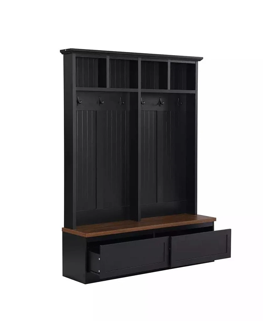 Streamdale Furniture Streamdale Farmhouse 4-in-1 Hall Tree - Mudroom Coat Rack Bench with Drawers, Black 4