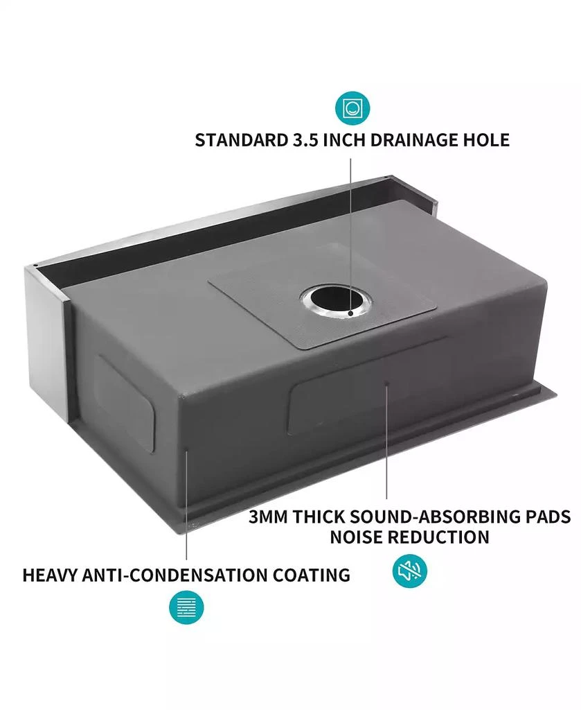 Flynama huluwat 33x22x10inch Stainless Steel Farmhouse Kitchen Sink Apron Front Workstation 16 Gauge 5