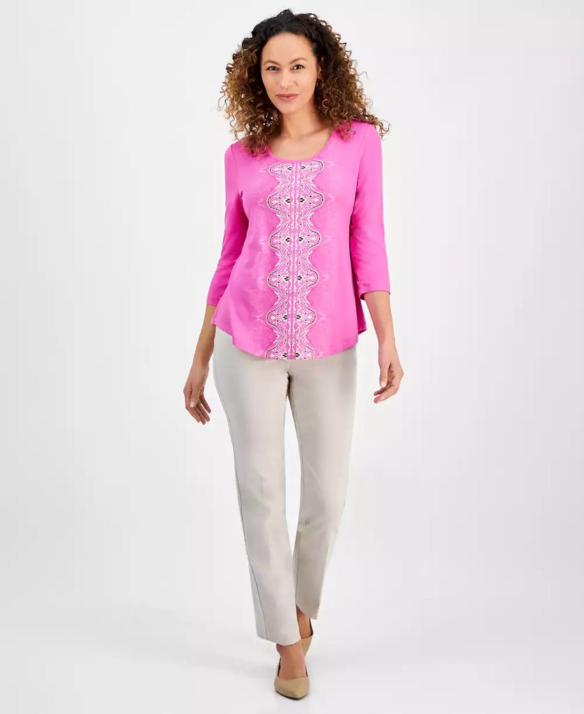 JM Collection Petite Lush Runner 3/4-Sleeve Top, Exclusively at Macy's