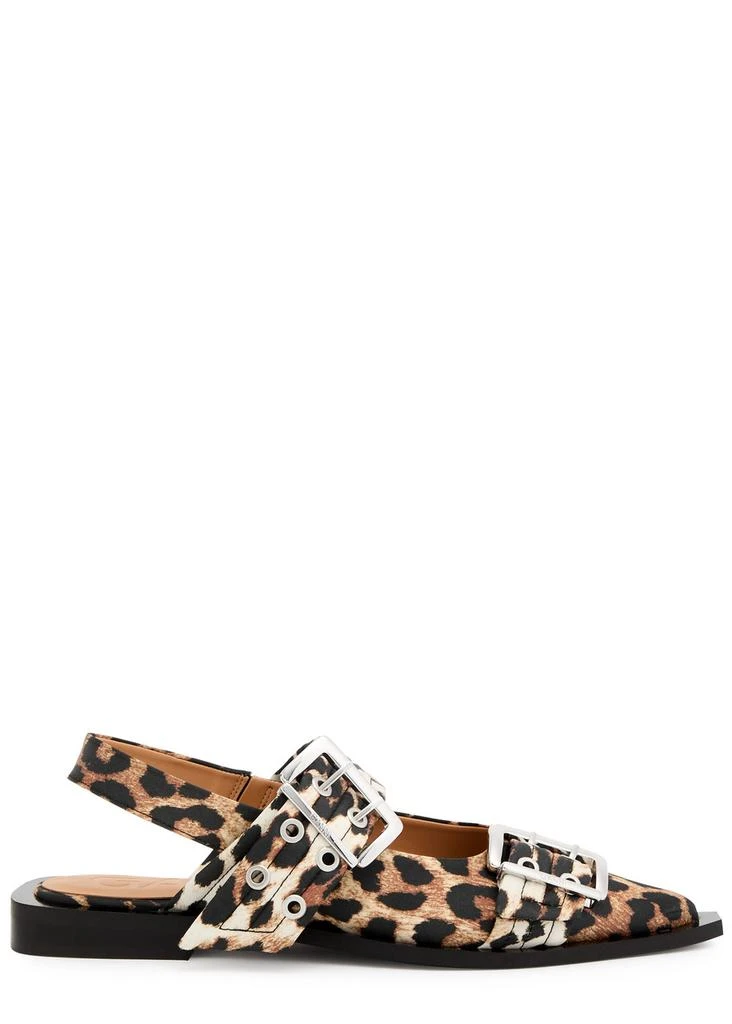 Ganni Buckle Ballerina leopard-print nylon slingback flats 1