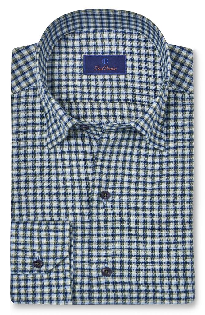 David Donahue Grid Cotton Sport Shirt