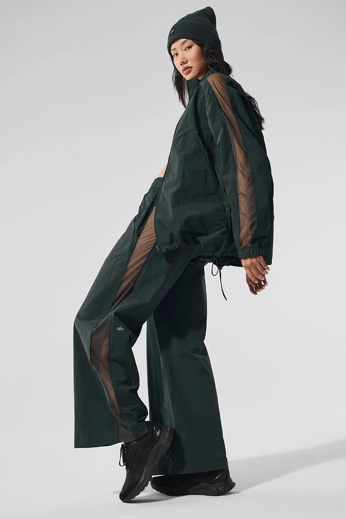Alo High-Waist Origin Wide Leg Track Pant - Charcoal Green 5