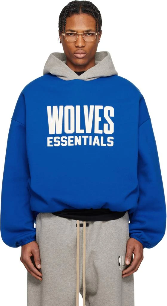 Essentials Blue & Gray NBA Wolves Pull Over Hoodie 1