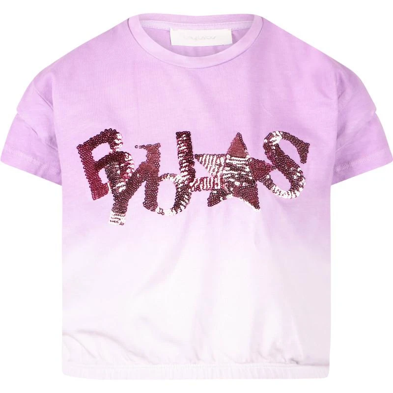 BYBLOS Logo sequin detailing top in lilac and white 1