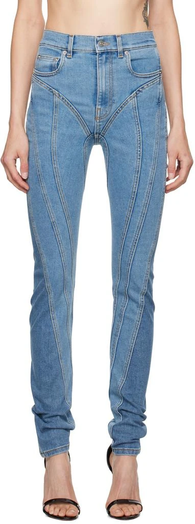 Mugler Blue Bi-Color Spiral Jeans 1