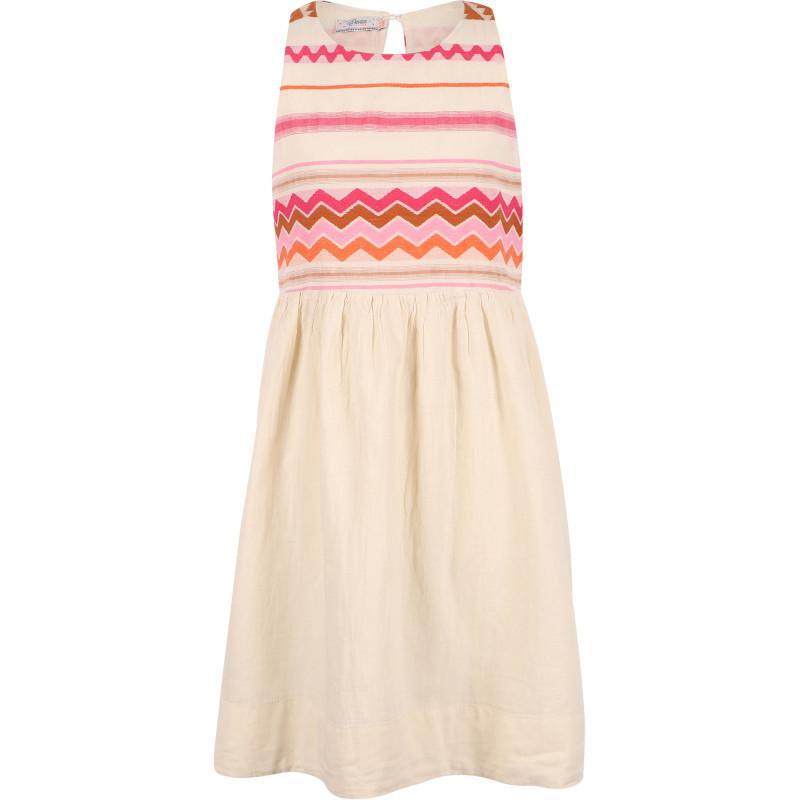 Devotion Geometric print cotton dress in cream and pink