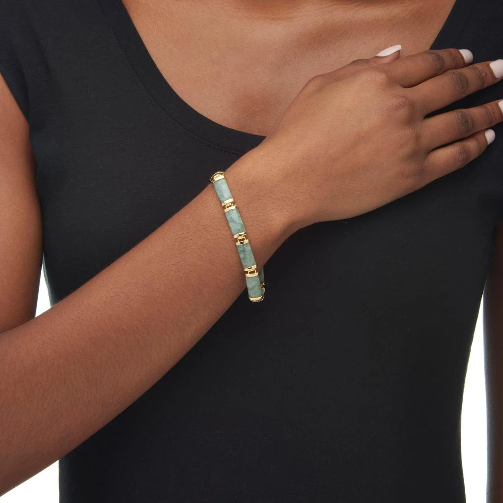 Palm Beach Jewelry Genuine Green Jade 18k Gold-Plated Link Bracelet 7.5" 4