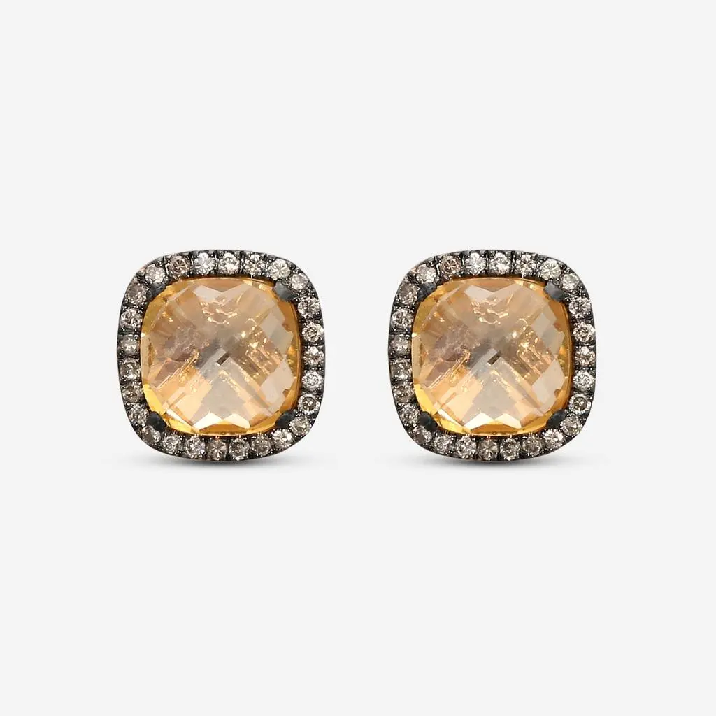Suzanne Kalan Suzanne Kalan 18K Rose Gold Diamond & Champagne Topaz Stud Earrings DKE242-RGCHT