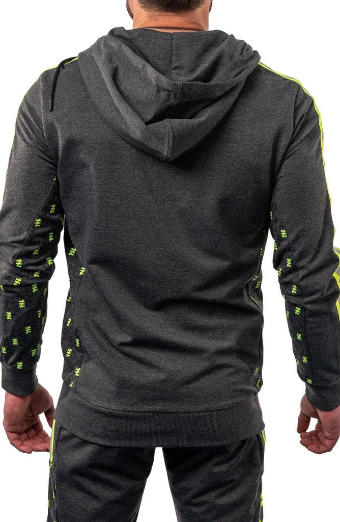 Maceoo Monogram Cotton Blend Logo Zip Hoodie