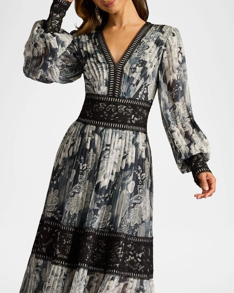 Tadashi Shoji Pleated Lace Tiered Floral-Print Midi Dress 6