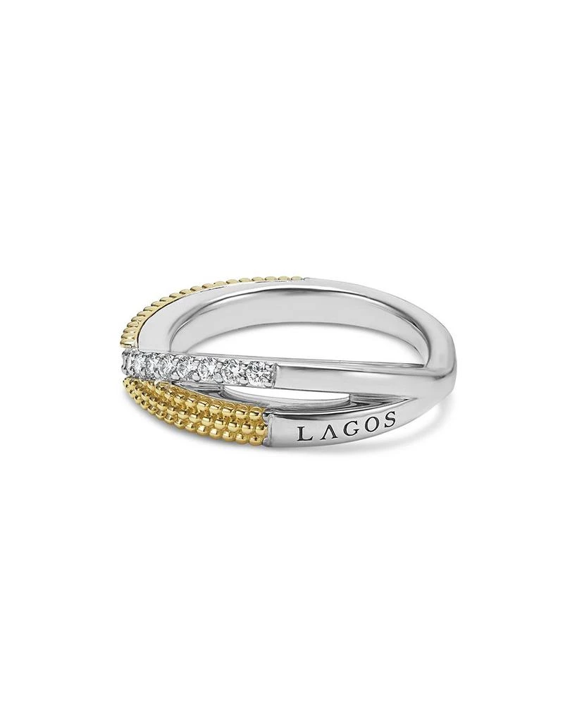 LAGOS 18K Yellow Gold
Sterling Silver Caviar Lux Diamond X Ring 3