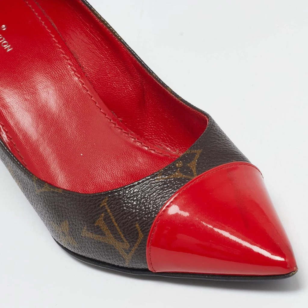 Louis Vuitton Louis Vuitton Red Patent Leather and Monogram Canvas Cherie Pumps Size 38 7