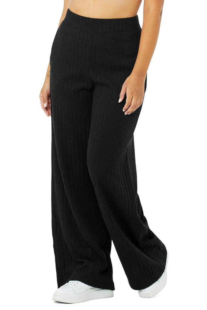 Alo Ribbed Take Comfort Wide Leg Pant - Black 7
