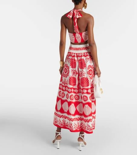 Farm Rio Red Ainika Shell linen-blend bra top 3