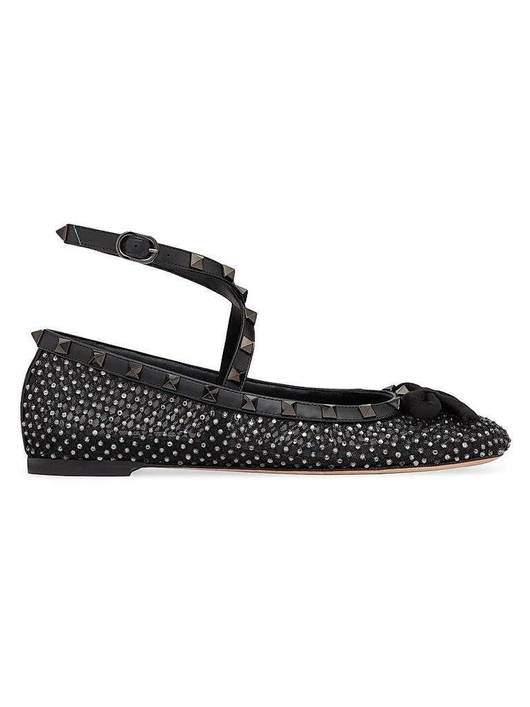 Valentino Rockstud Mesh Ballerina Flats With Crystals 1