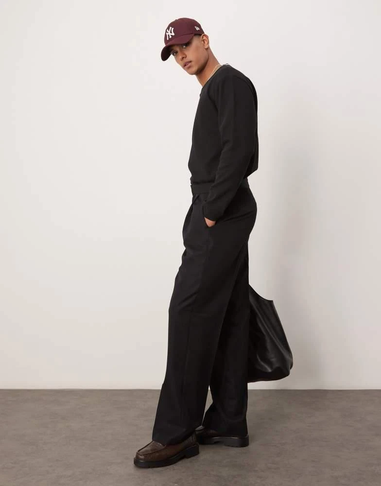 ASOS ASOS DESIGN smart wide leg trousers with elasticated waistband in black 2
