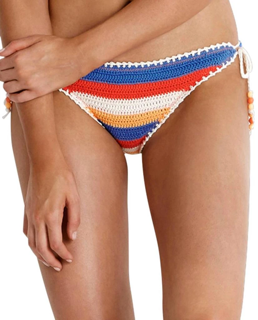 Seafolly Crochet Side Tie Brazilian Bikini Bottom In Sea Caribbean Kool 1
