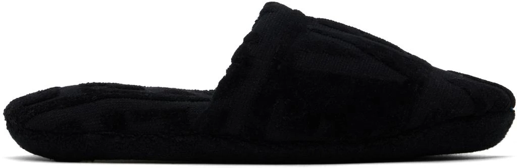 Versace Black 'Versace' Allover Towel Slippers 1
