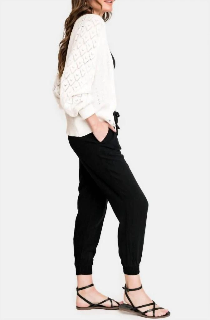 Gibson Gigi Linen Rayon Blend Jogger Pants In Black 2
