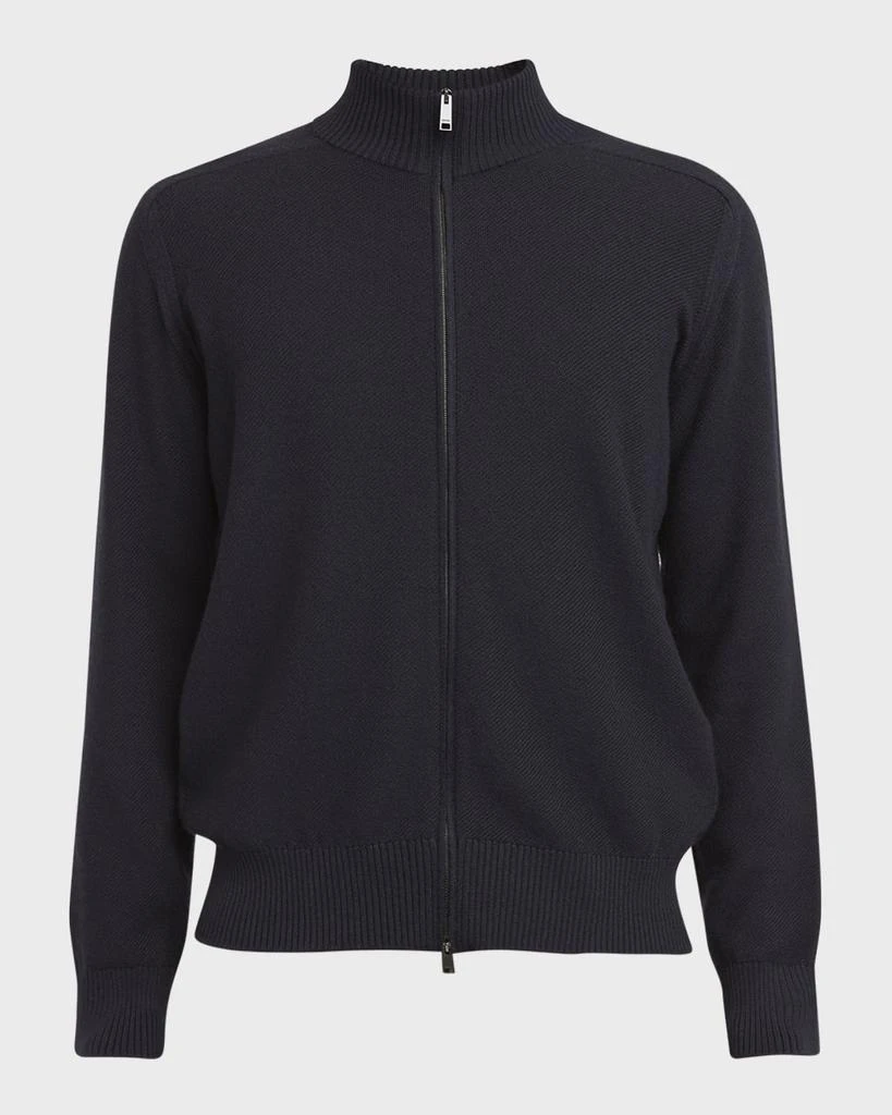 Zegna Men's Melange Oasi Cashmere and Silk Full-Zip Sweater 1