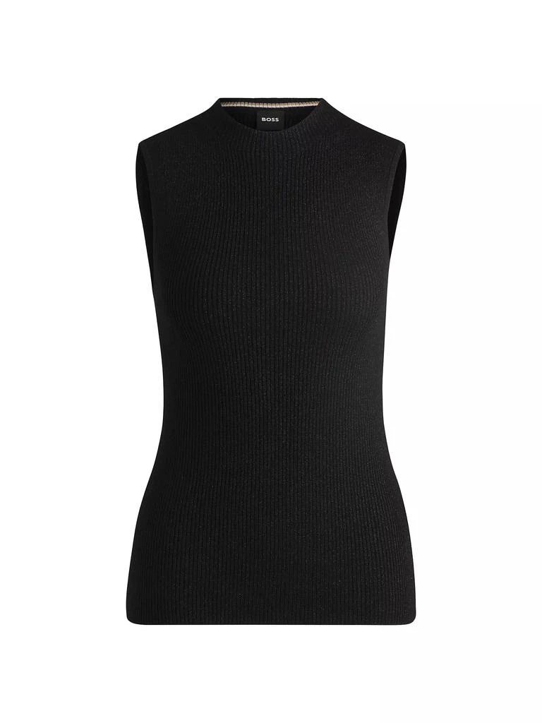 Hugo Boss Sleeveless Ribbed Top with Sparkle Effect 1