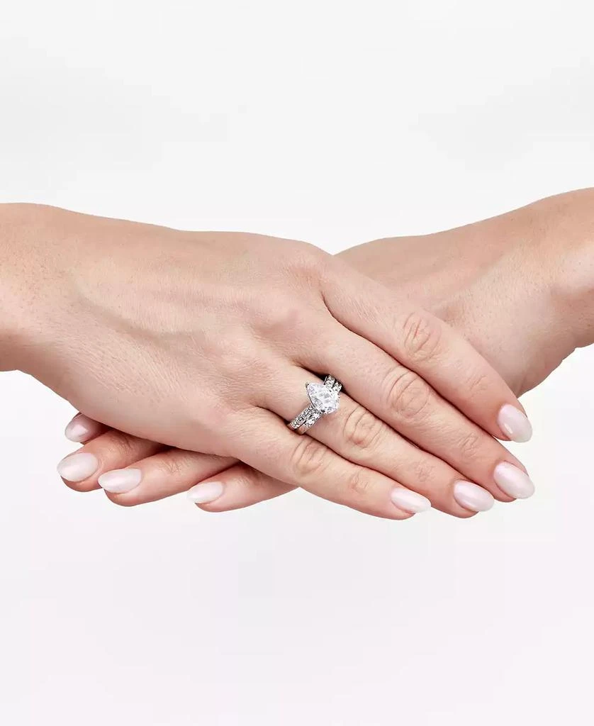 Arabella Cubic Zirconia Pear & Round Bridal Set in Sterling Silver 3