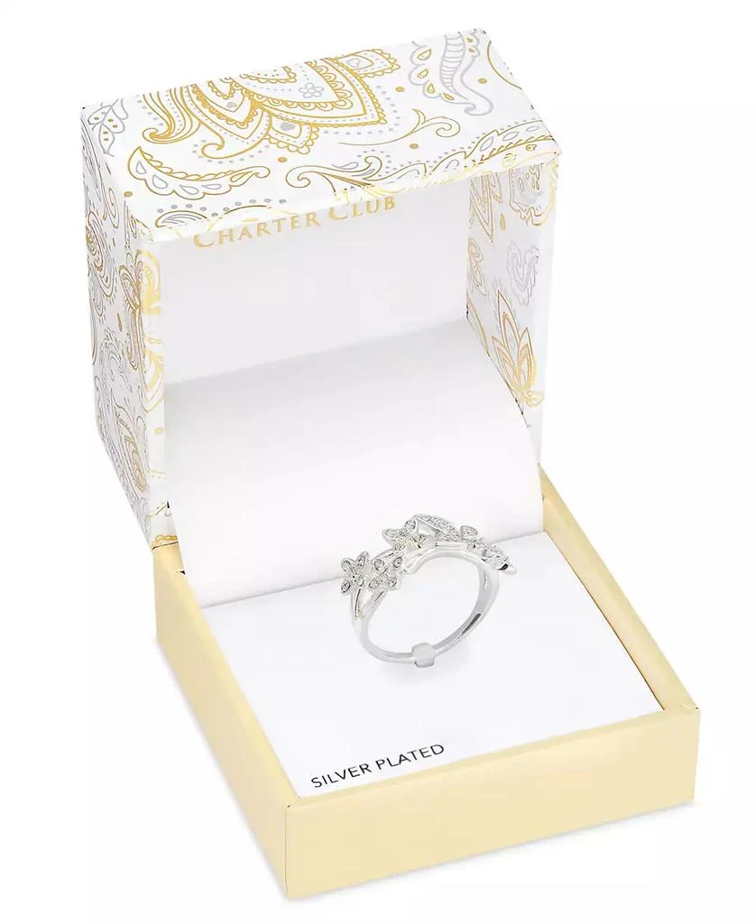 Silver-Tone Cubic Zirconia Butterfly Split Band Ring, Exclusively