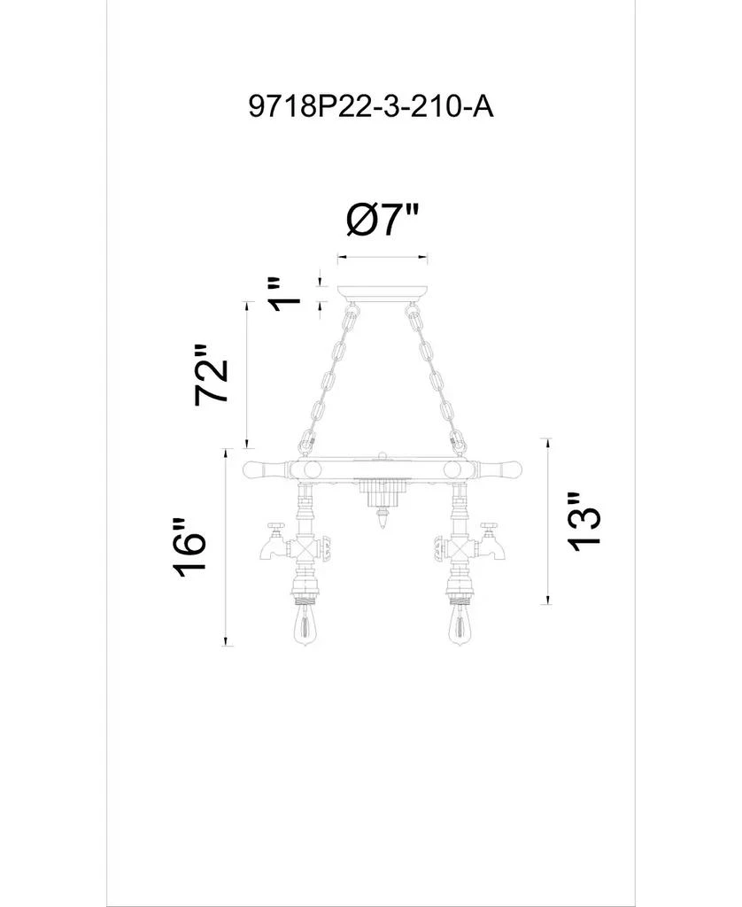 CWI Lighting Manor 3 Light Chandelier 2