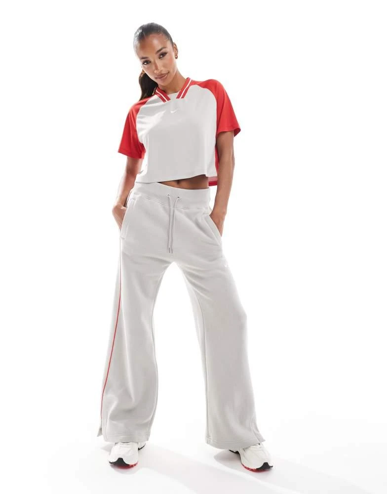NIKE Nike Trend short sleeve crop football shirt in light grey and red 3