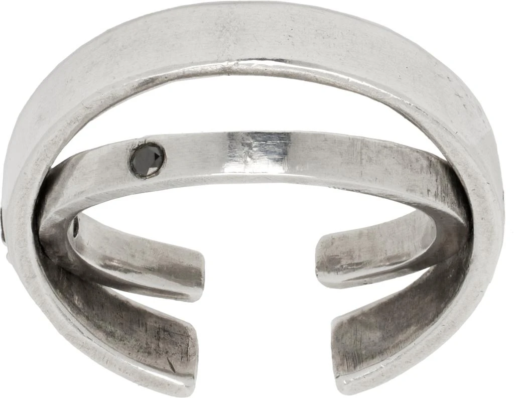 Title of Work Silver Double Hinge Black Diamond Ring 2