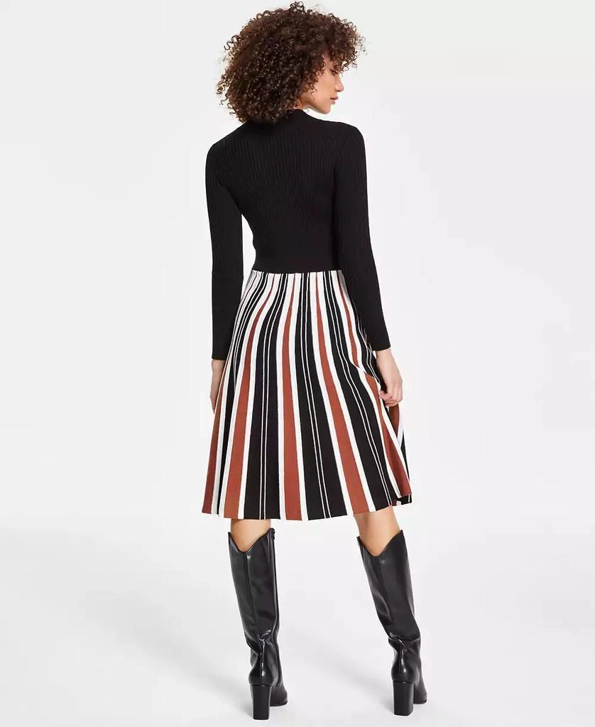 Robbie Bee Women's Long Sleeve Ribbed Knit Sweater Dress 2
