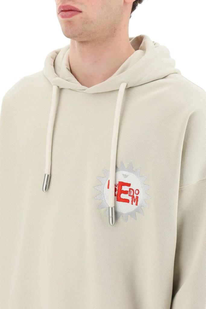 【EMPORIO ARMANI】M's Embroidered Logo Drawstring Sweatshirt Emporio Armani Emporio Armani Logo Patch Drawstring Hoodie
