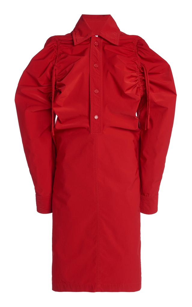 Bottega Veneta Bottega Veneta - Drawstring-Detailed Tech-Wool Midi Shirt Dress - Red - IT 38 - Moda Operandi