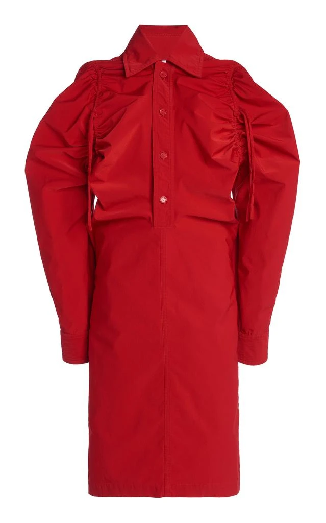 Bottega Veneta Bottega Veneta - Drawstring-Detailed Tech-Wool Midi Shirt Dress - Red - IT 36 - Moda Operandi 1