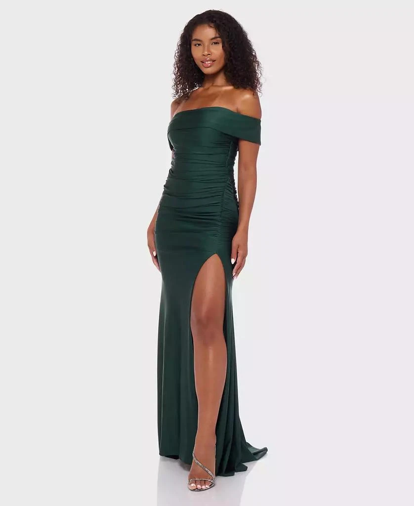 B Darlin Juniors
 Shiny Stretch Off-The-Shoulder Maxi Dress 4
