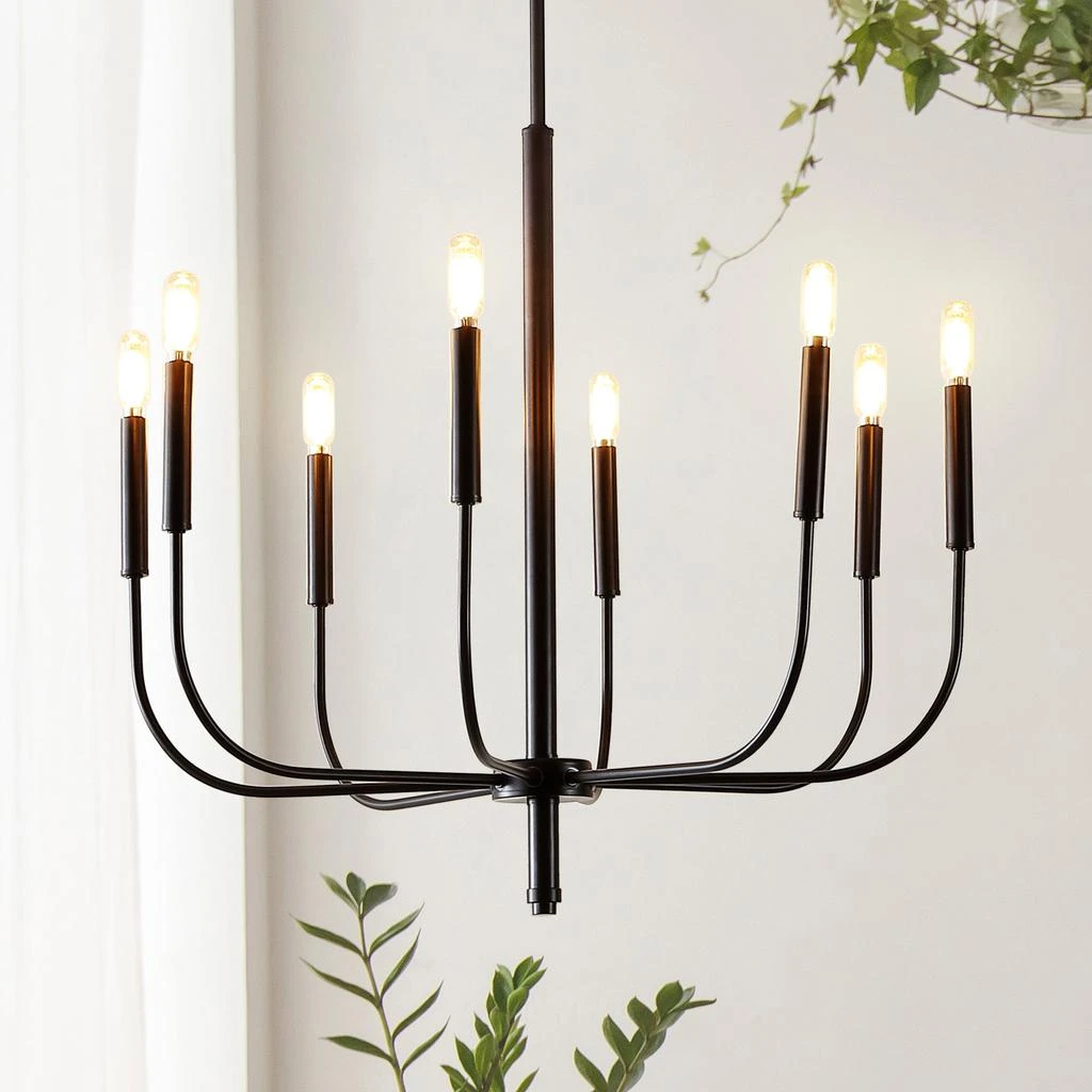 JONATHAN Y Amoros 27.25" 8-Light Modern Mid-Century Iron LED Chandelier 6
