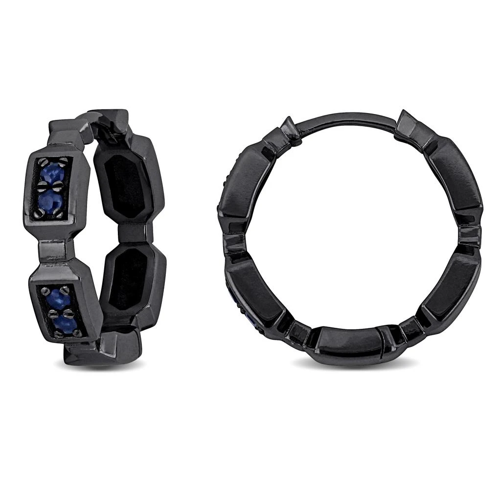 Mimi 
Max 1/6ct TGW Blue Sapphire Mamba Hoop Earrings 14k White Gold Black Rhodium Plating