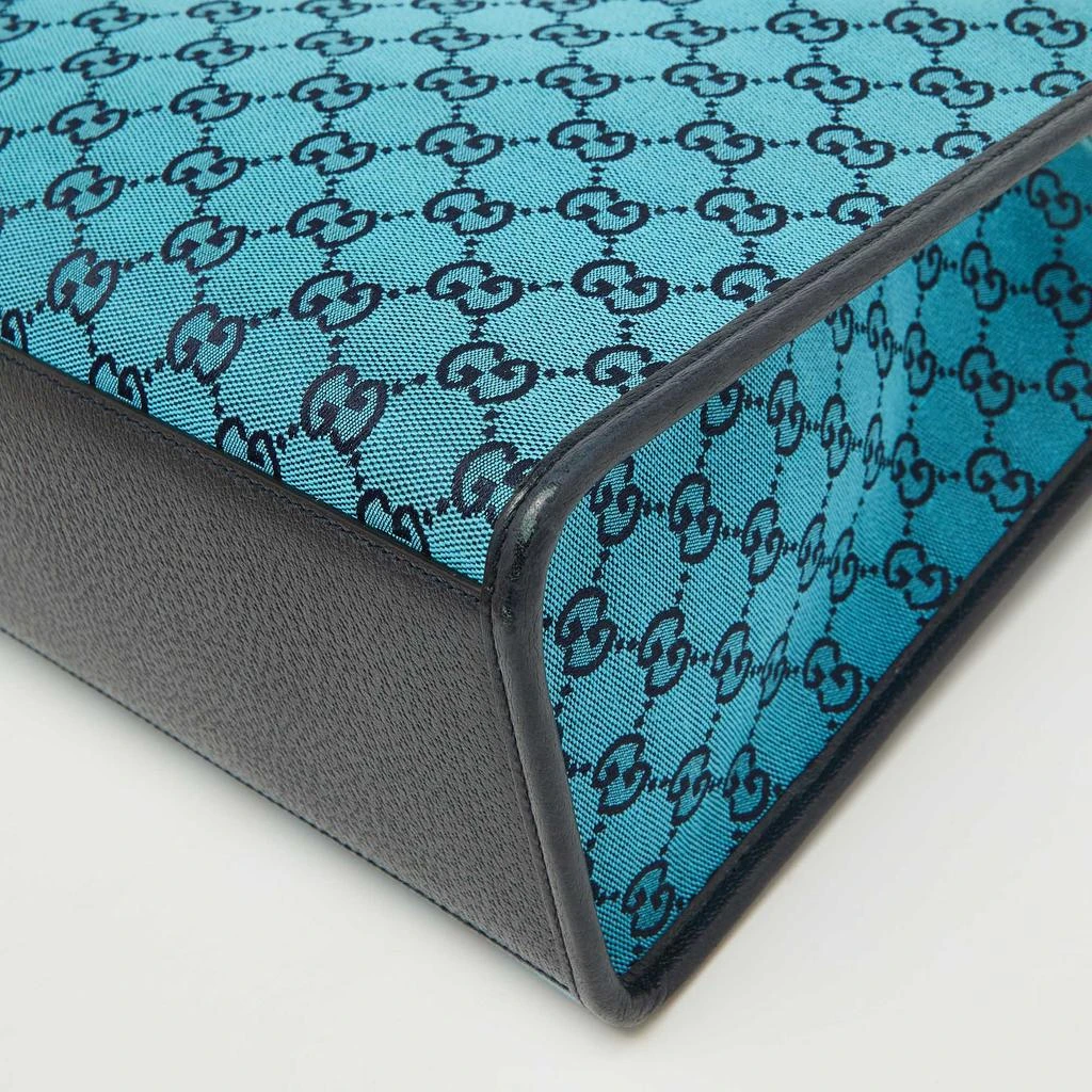Gucci Gucci Blue/Navy Blue GG Canvas and Leather Small Structured Tote 12
