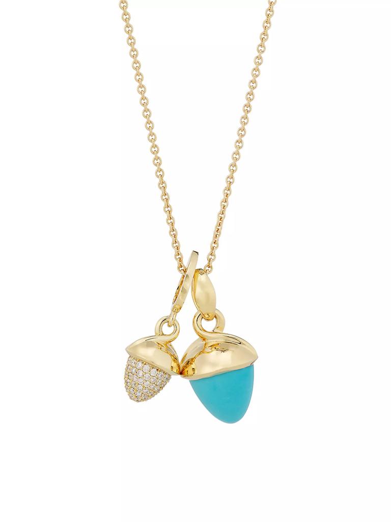 Tamara Comolli Mikado 18K Yellow Gold, Turquoise & Pavé Diamond Acorn Pendant Necklace